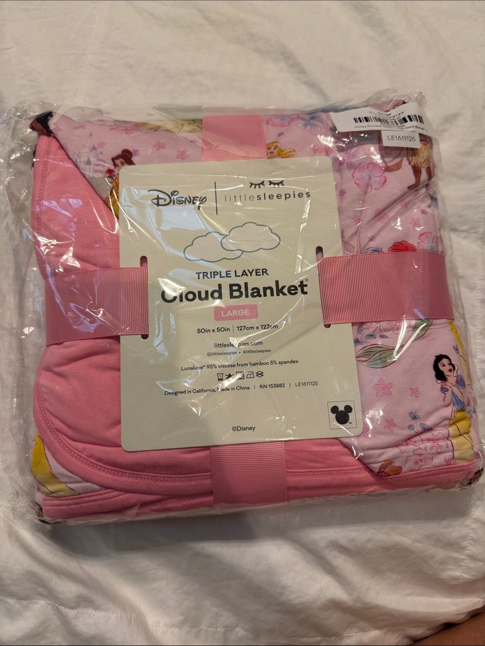 Little Sleepies Disney Princess Garden Large Cloud Blanket NIB
